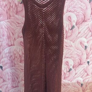 Brown Sleeveless Knit Pool Cover Up
